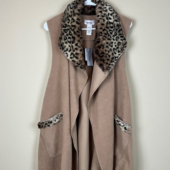 NWT Le Moda Vintage 80s Long Camel Cardigan Vest Shawl; Size S-L - Picture 1 of 10